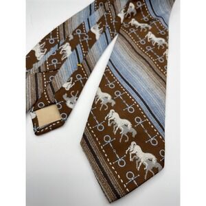 Tex Tan Exclusive Western Tie Brown Blue Equestrian Horse Snaffle Bit Polyester